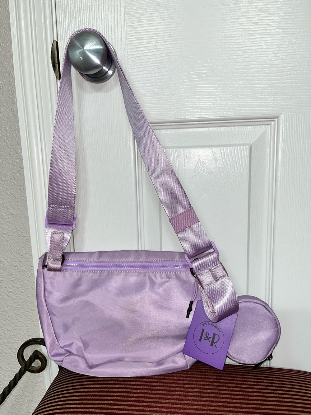 Iris & Rainbow Pockets Full of Hope Crossbody Bag with Coin Purse in Lavender